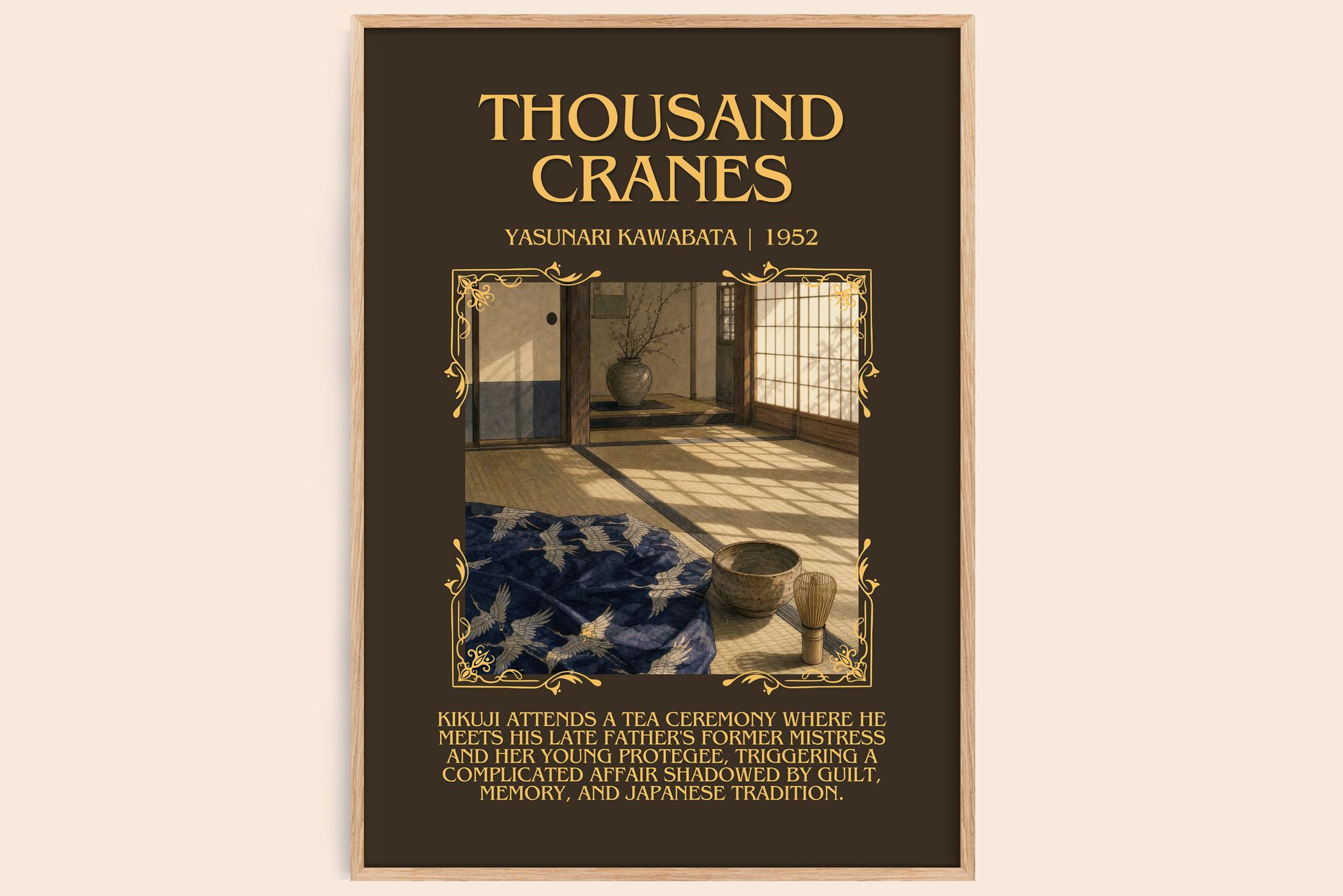 Thousand Cranes Minimalist Book Poster by Yasunari Kawabata