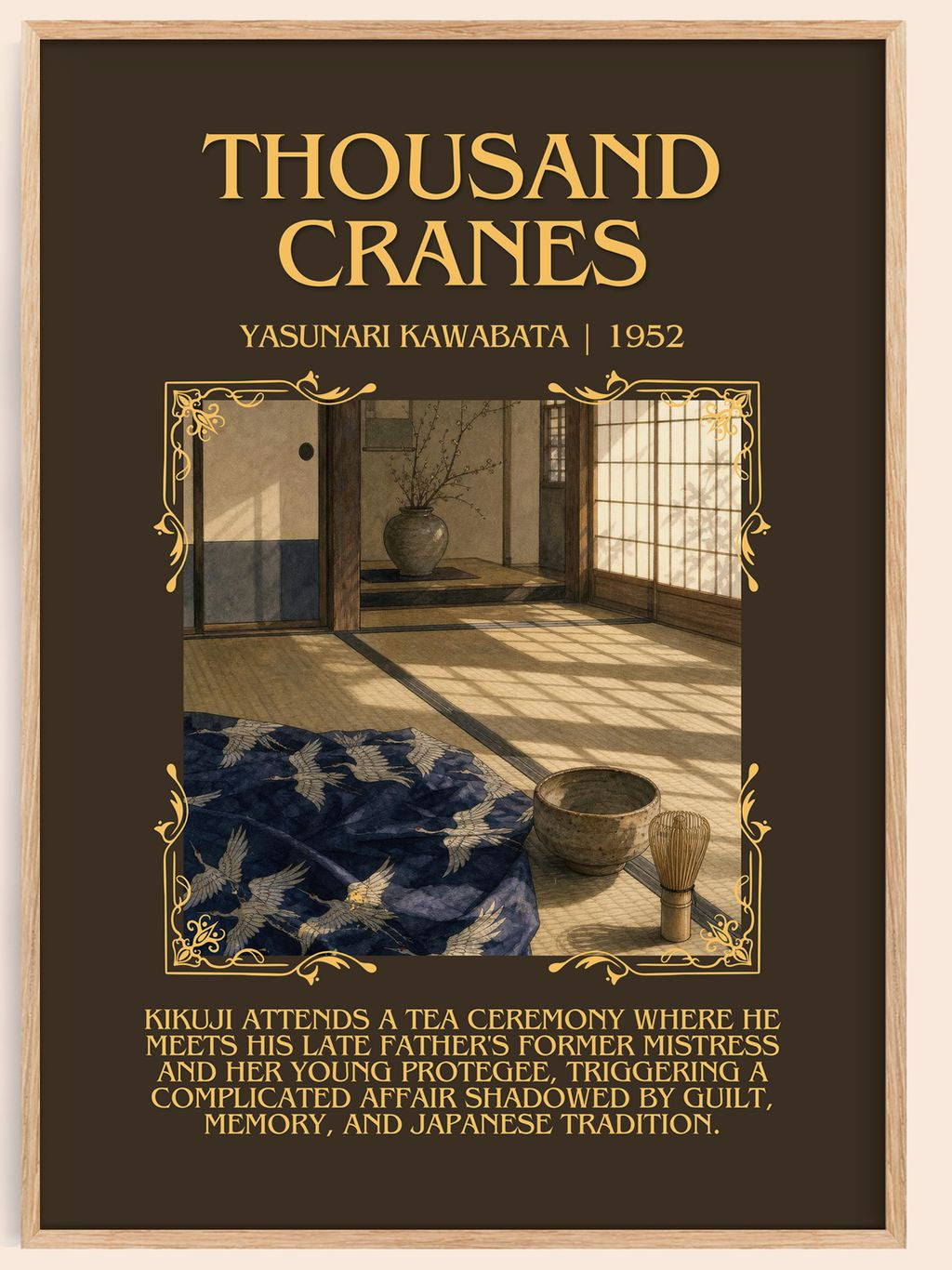 Thousand Cranes Minimalist Book Poster by Yasunari Kawabata – book poster