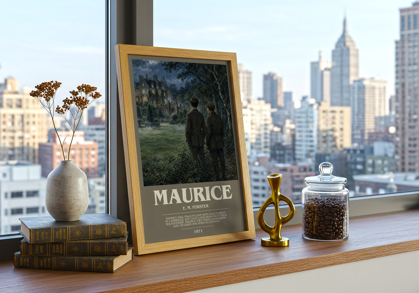 Maurice bookish print framed by window – literary home decor