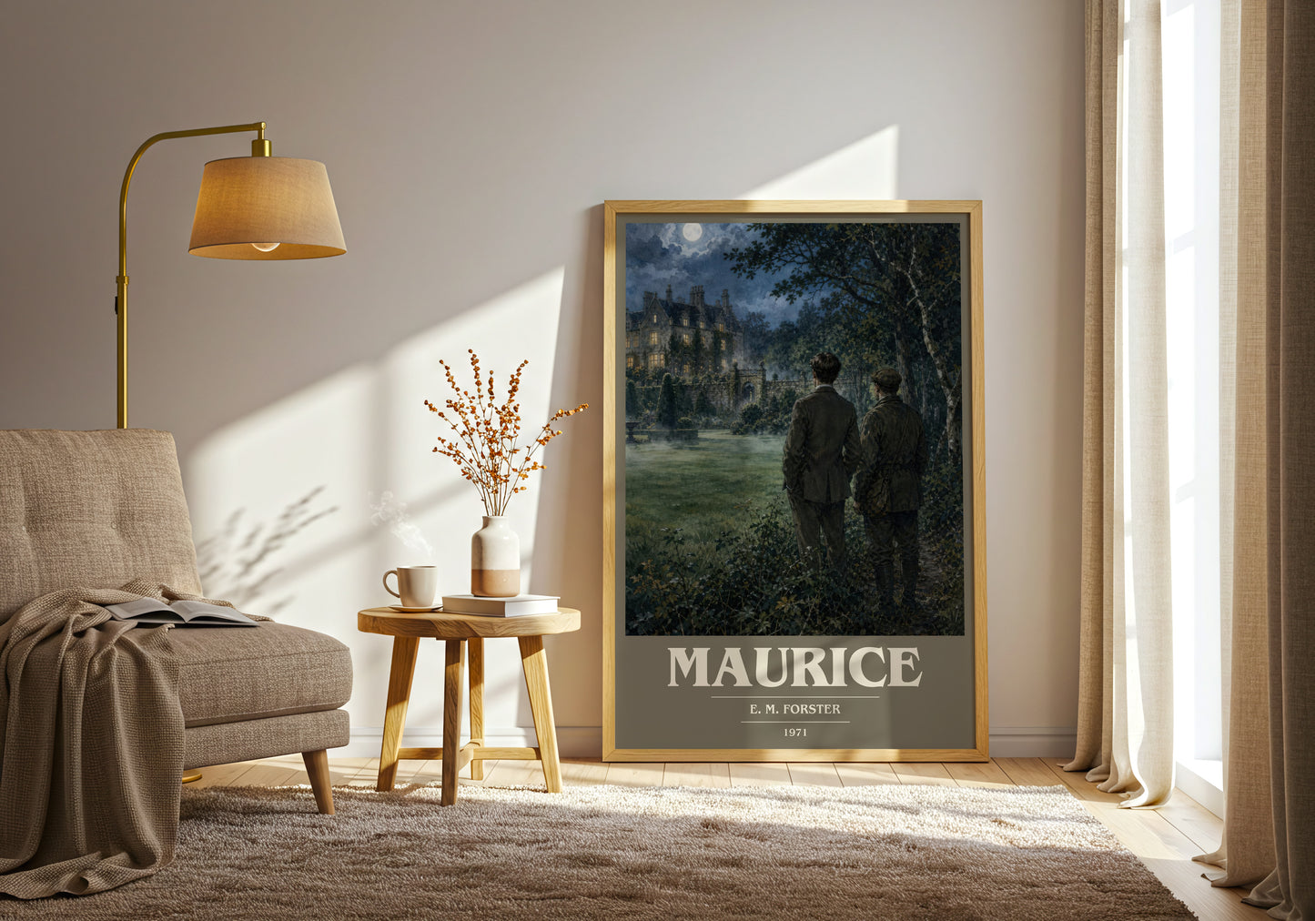 Maurice book cover print on bookshelf – E. M. Forster fan gift