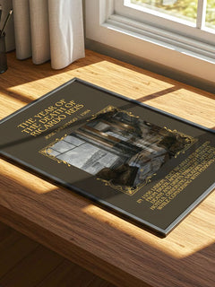 The Year of the Death of Ricardo Reis Minimalist Book Poster by José Saramago – print on a sunlit desk