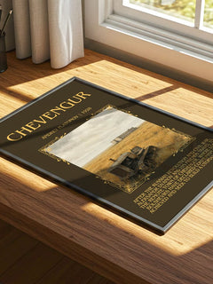 Chevengur Minimalist Book Poster by Andrey Platonov – print on a sunlit desk