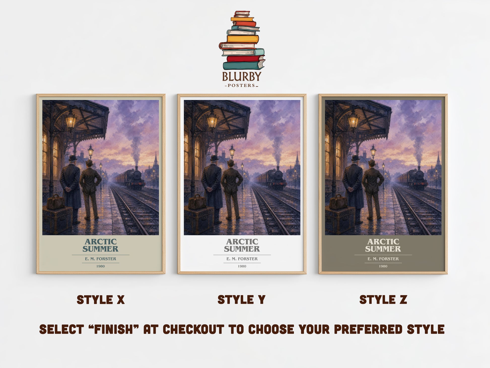 Arctic Summer book cover print in frame leaning in hallway – literary fiction wall art