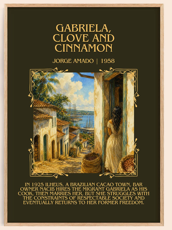 Gabriela, Clove and Cinnamon Minimalist Book Poster by Jorge Amado – book poster