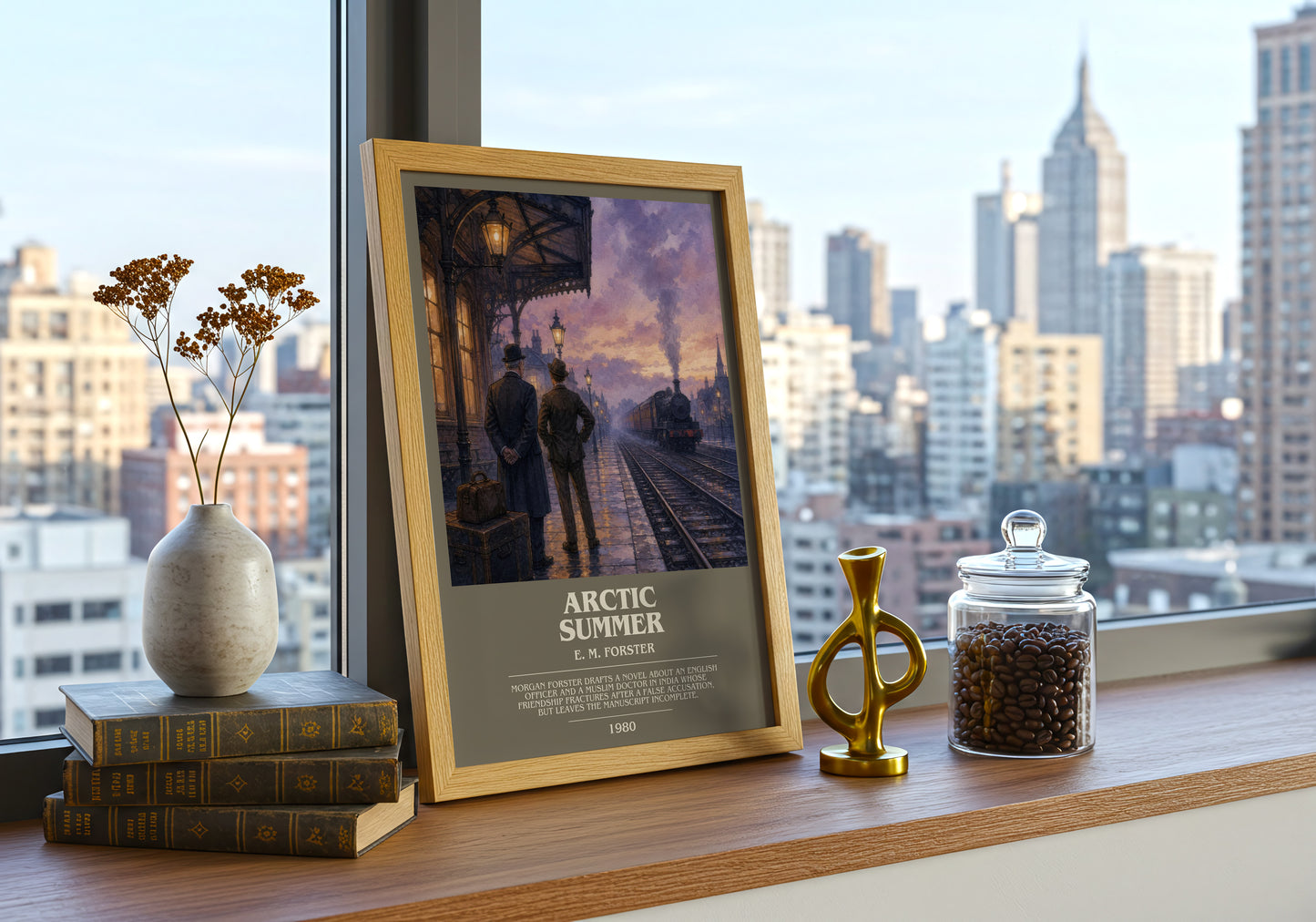 Arctic Summer bookish print framed by window – literary home decor