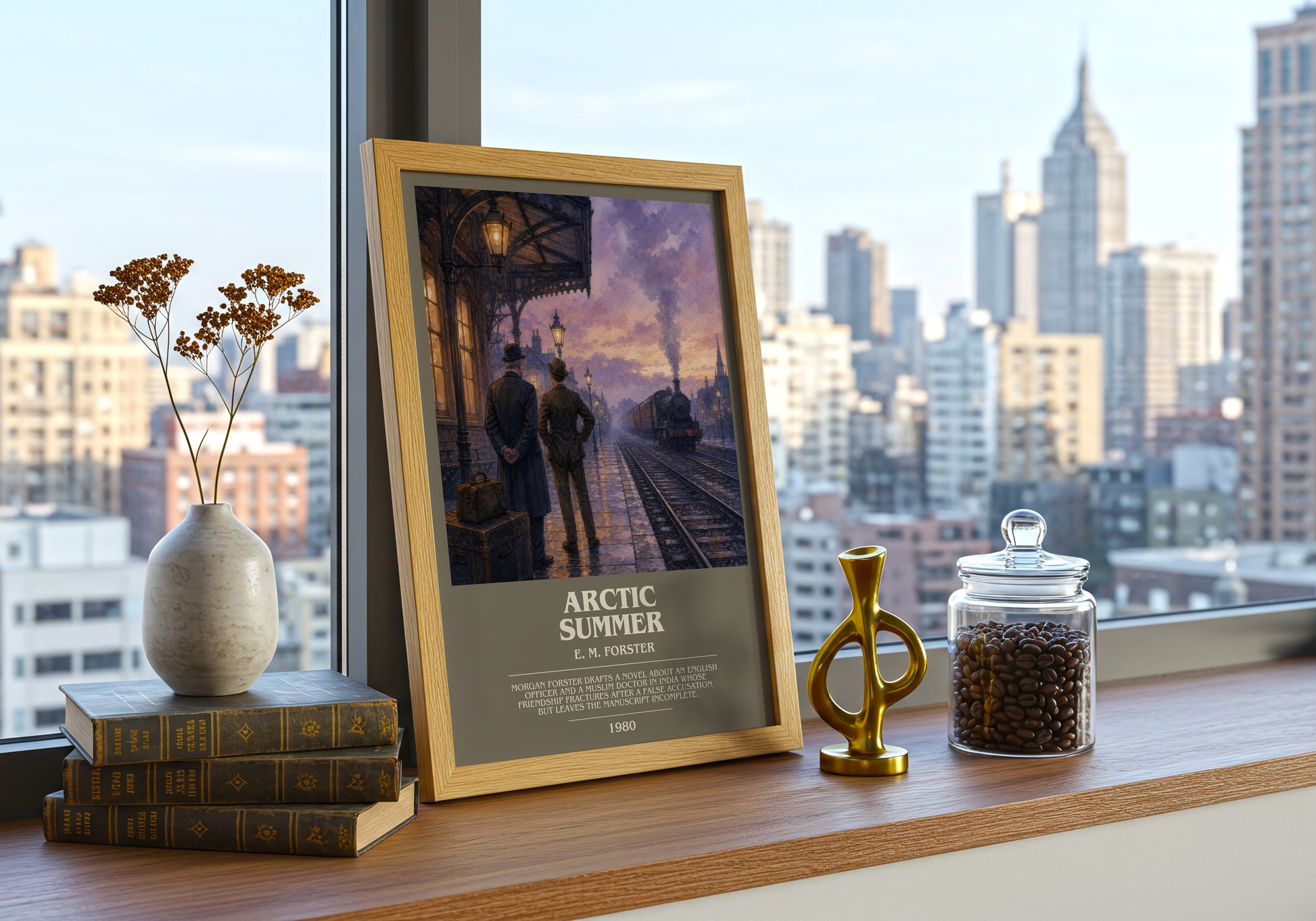 Arctic Summer bookish print framed by window – literary home decor