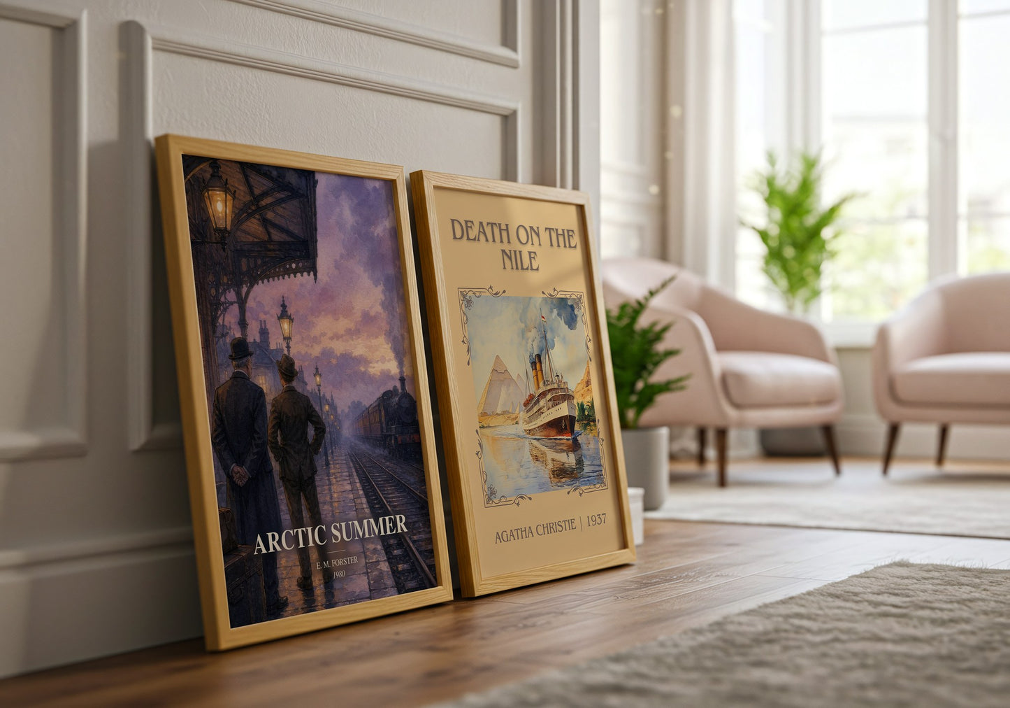 Arctic Summer watercolour print framed by window – literary home decor