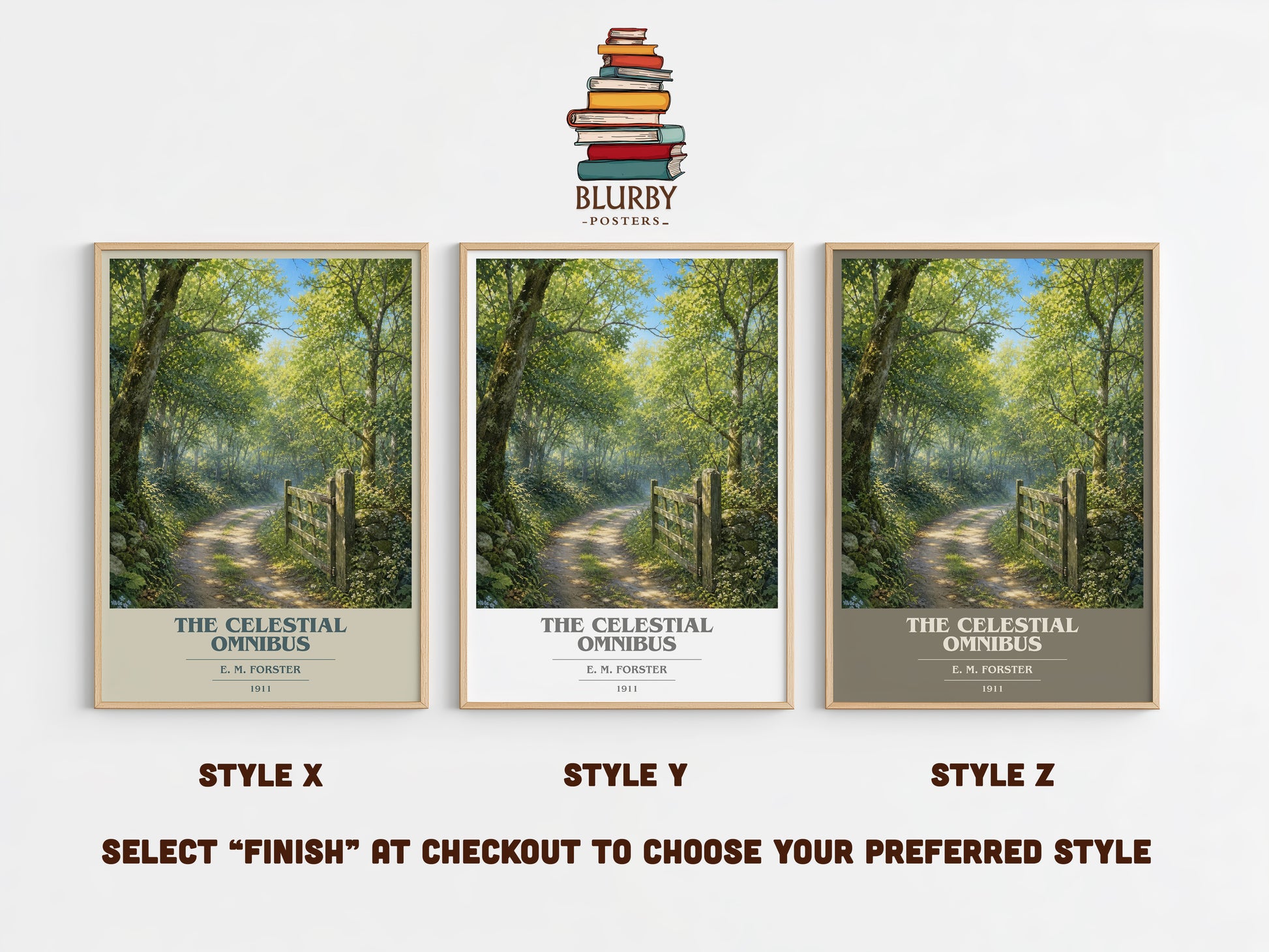 The Celestial Omnibus book cover print in frame leaning in hallway – literary fiction wall art