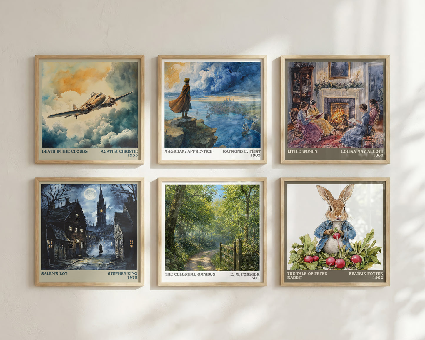 The Celestial Omnibus literary print framed by window – literary home decor