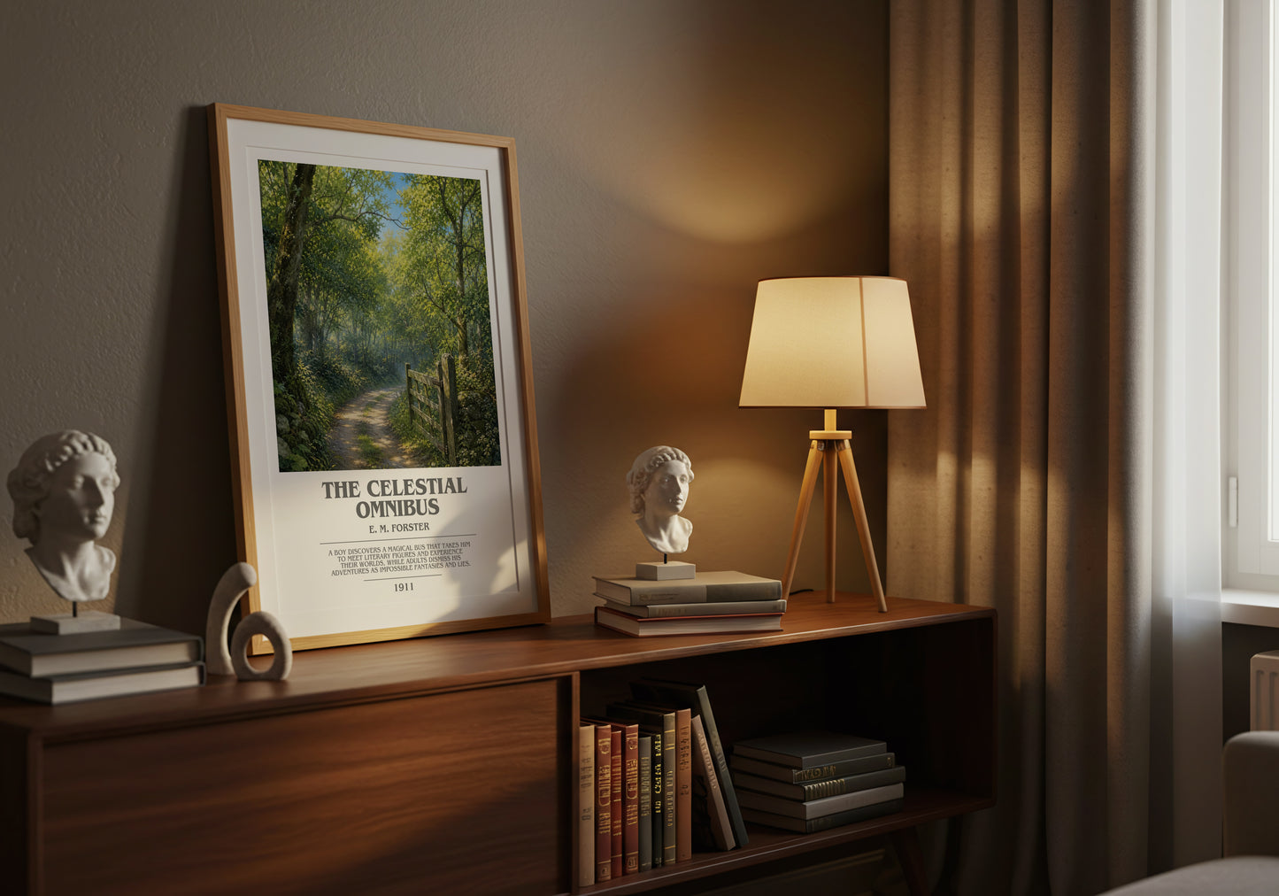 The Celestial Omnibus bookish book poster framed on wall – literary fiction wall art