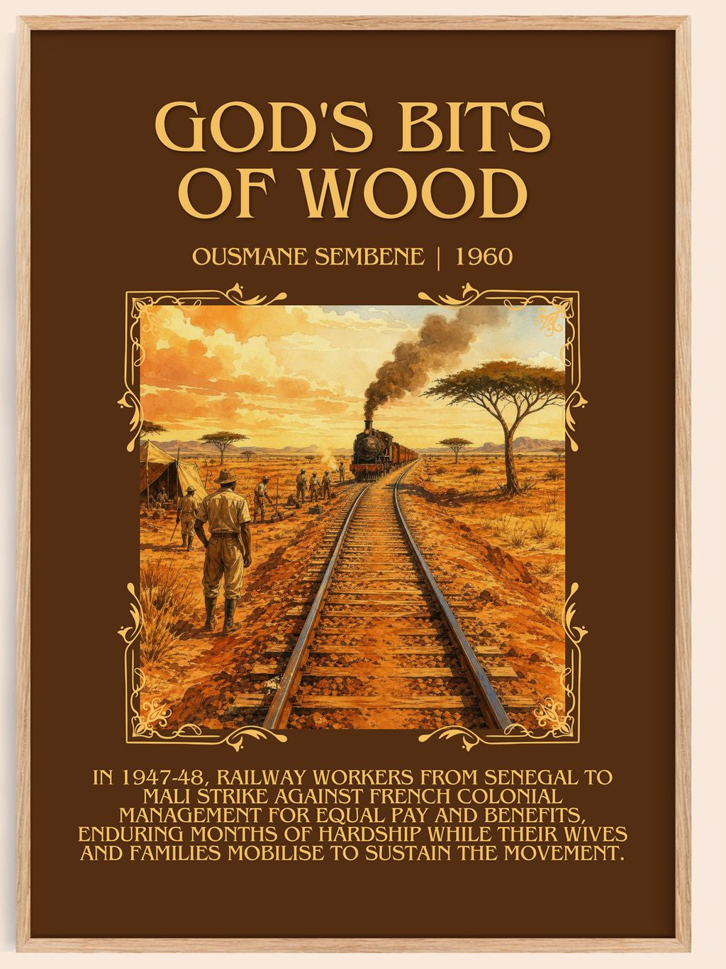 God's Bits of Wood Minimalist Book Poster by Ousmane Sembène – book poster