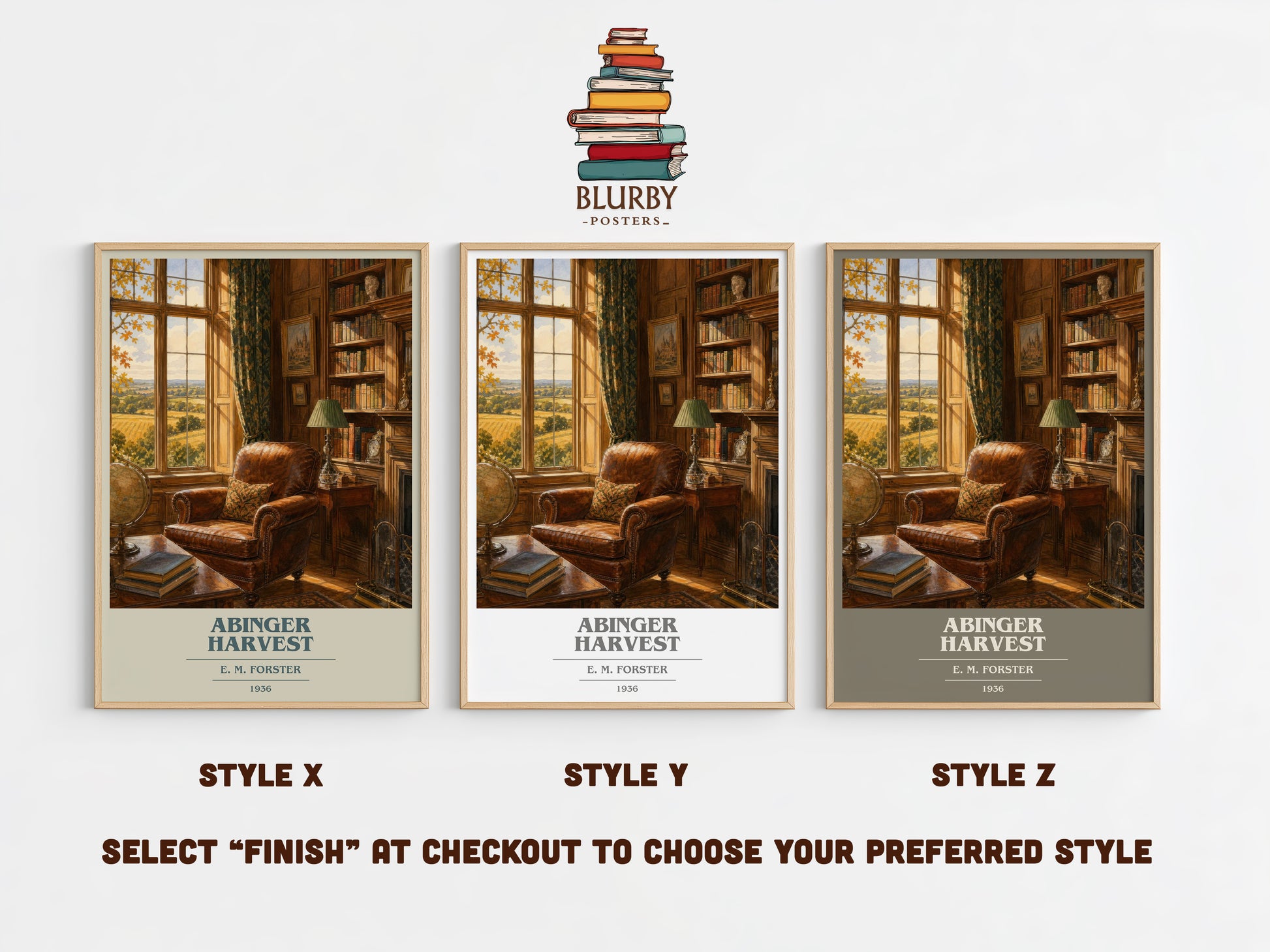 Abinger Harvest book cover print in frame leaning in hallway – non fiction wall art