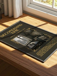 Secondhand Time Minimalist Book Poster by Svetlana Alexievich – print on a sunlit desk