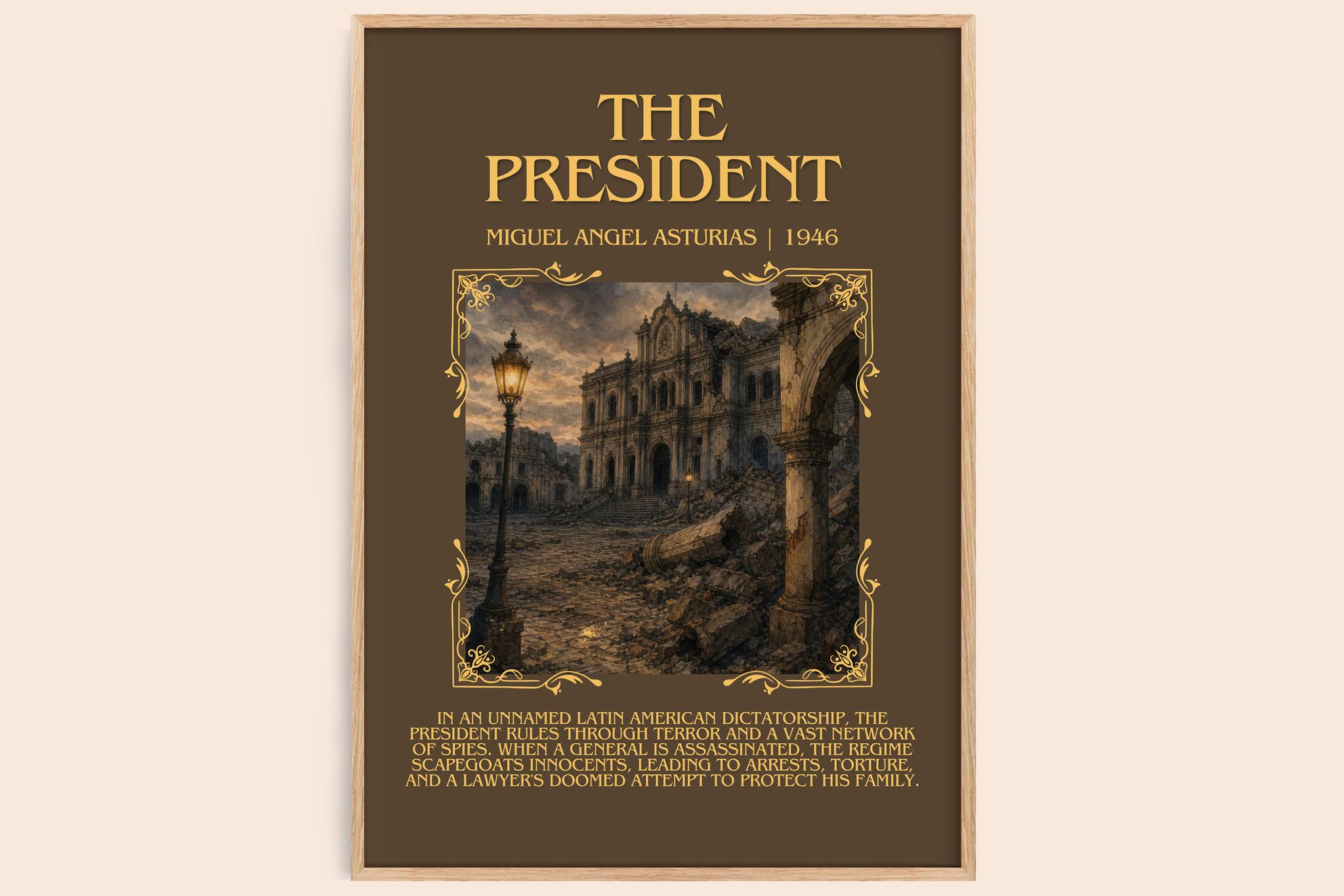 The President Minimalist Book Poster by Miguel Angel Asturias