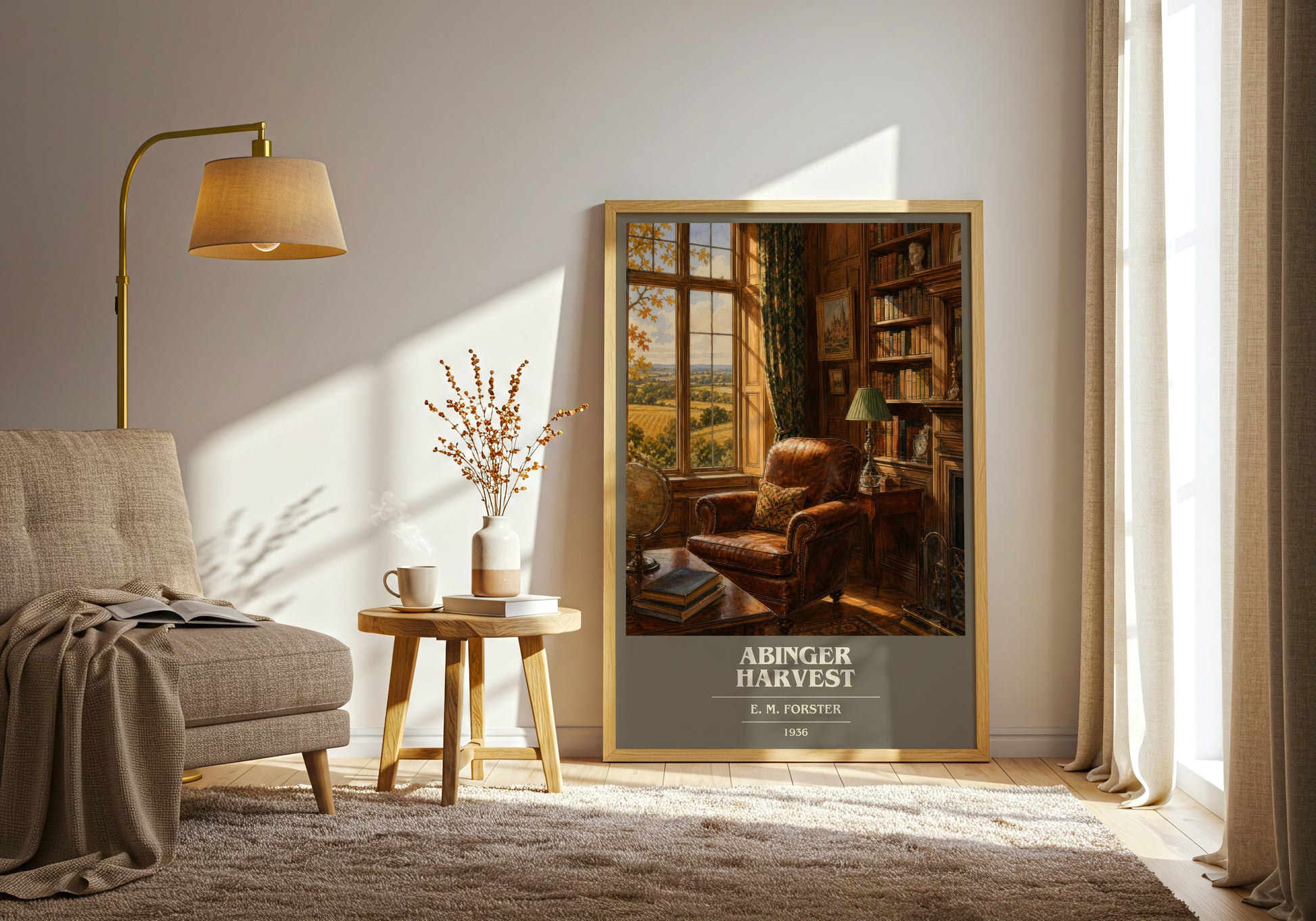 Abinger Harvest book cover print on bookshelf – E. M. Forster fan gift