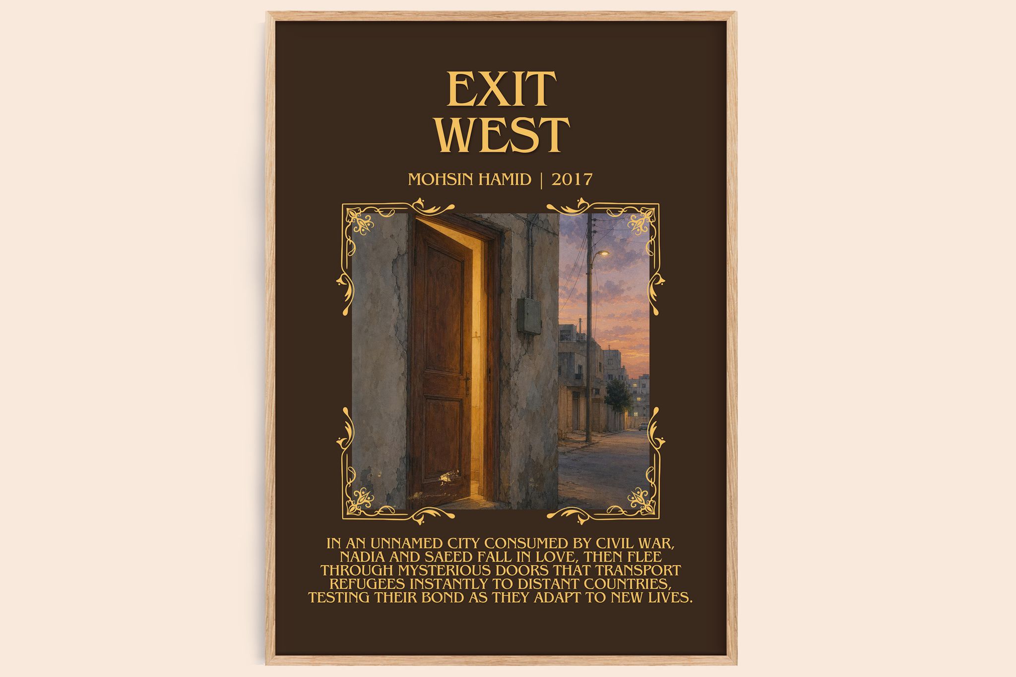 Exit West Minimalist Book Poster by Mohsin Hamid