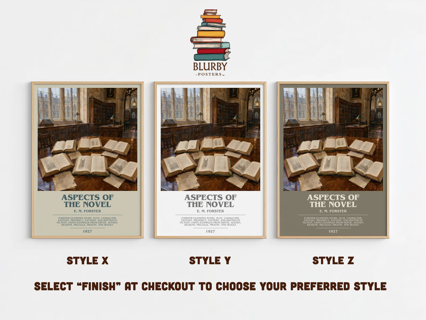 Aspects Of The Novel bookish print in frame leaning in hallway – non fiction wall art