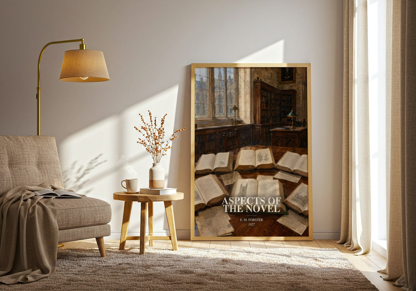 Aspects Of The Novel watercolour print in frame leaning in hallway – non fiction wall art