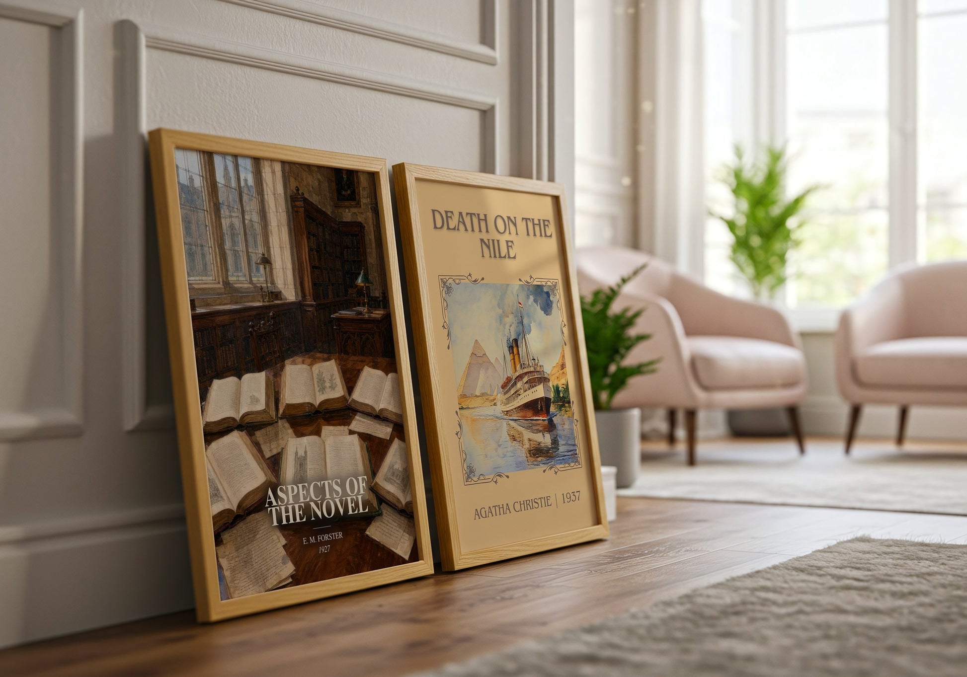 Aspects Of The Novel watercolour print framed by window – literary home decor