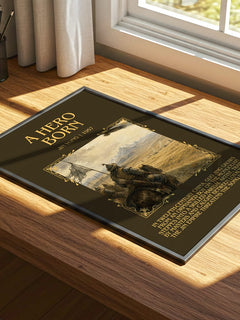 A Hero Born Minimalist Book Poster by Jin Yong – print on a sunlit desk