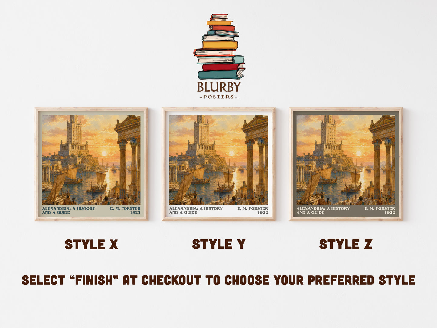 Alexandria: A History And A Guide literary print in frame leaning in hallway – non fiction wall art