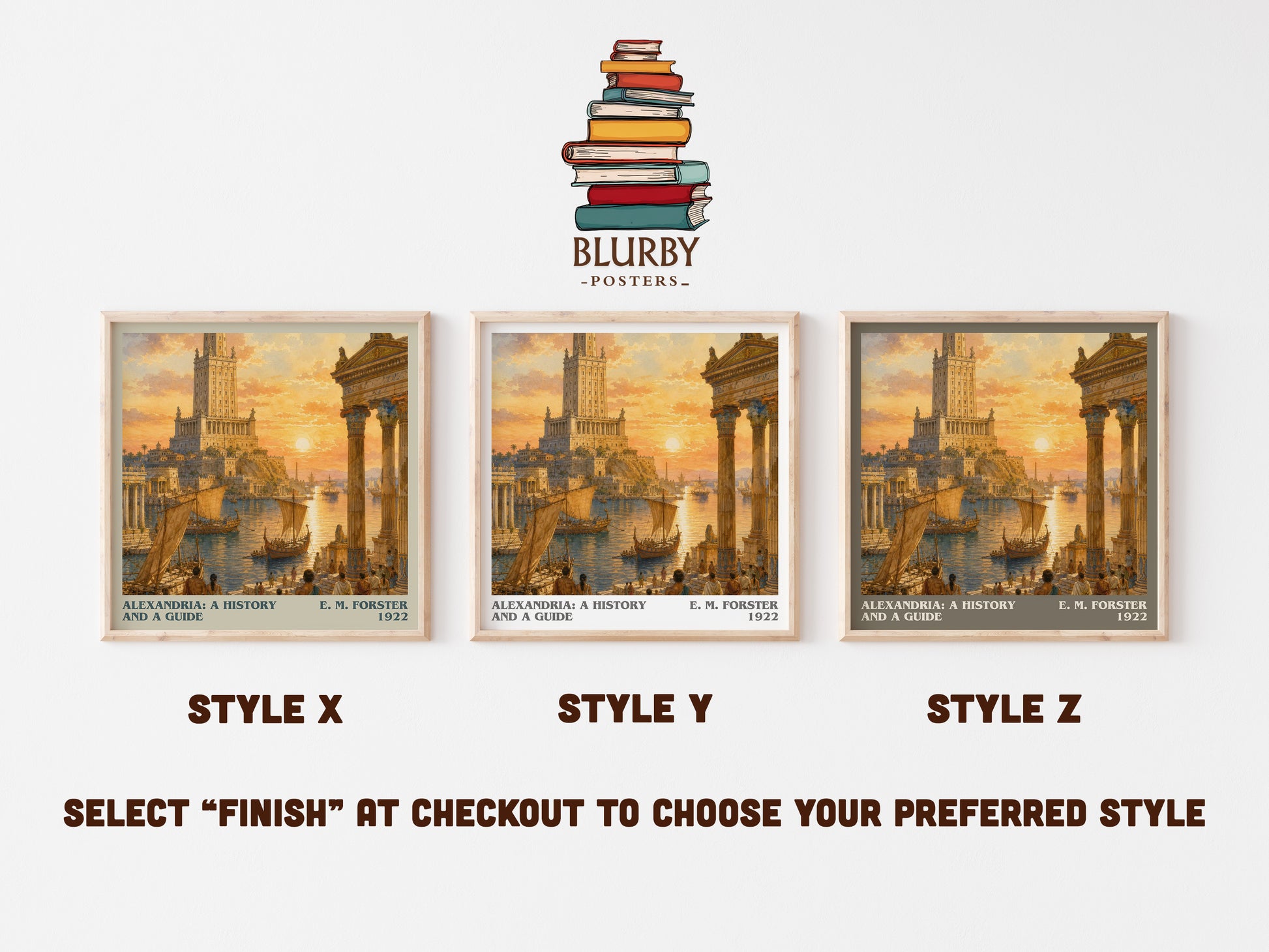 Alexandria: A History And A Guide literary print in frame leaning in hallway – non fiction wall art