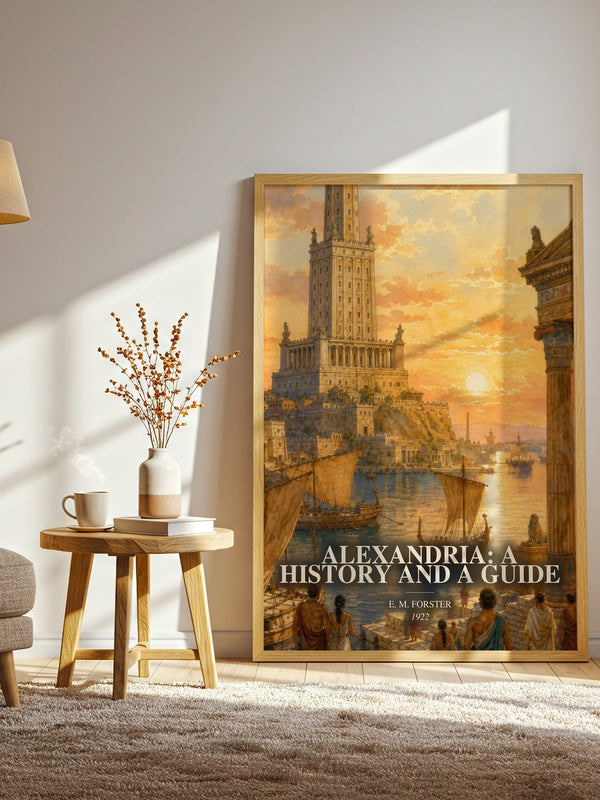 Alexandria: A History And A Guide watercolour print in frame leaning in hallway – non fiction wall art