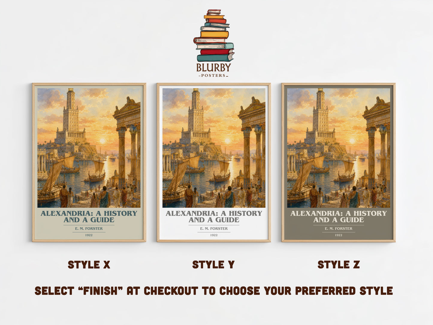 Alexandria: A History And A Guide book cover print in frame leaning in hallway – non fiction wall art