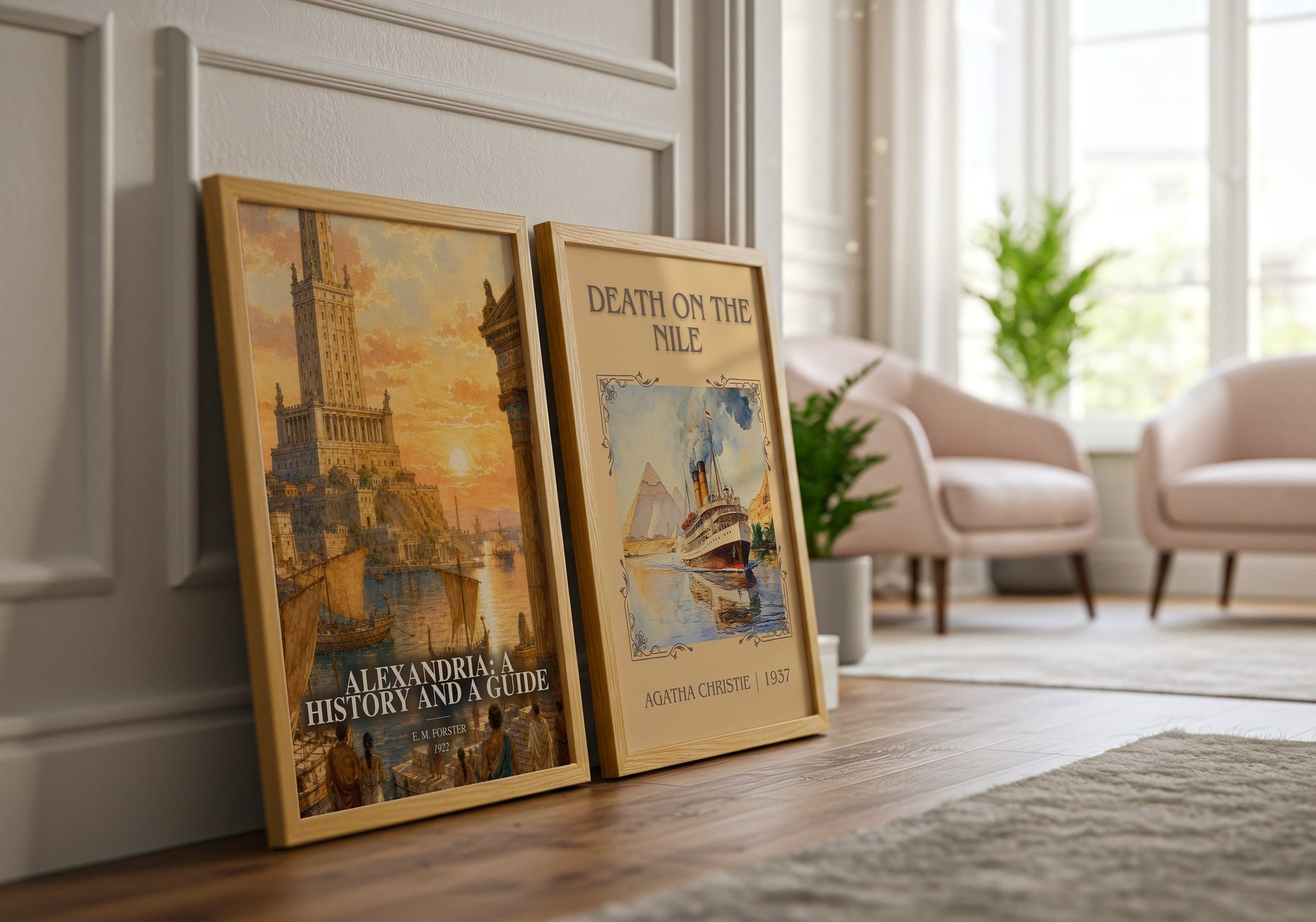 Alexandria: A History And A Guide watercolour print framed by window – literary home decor
