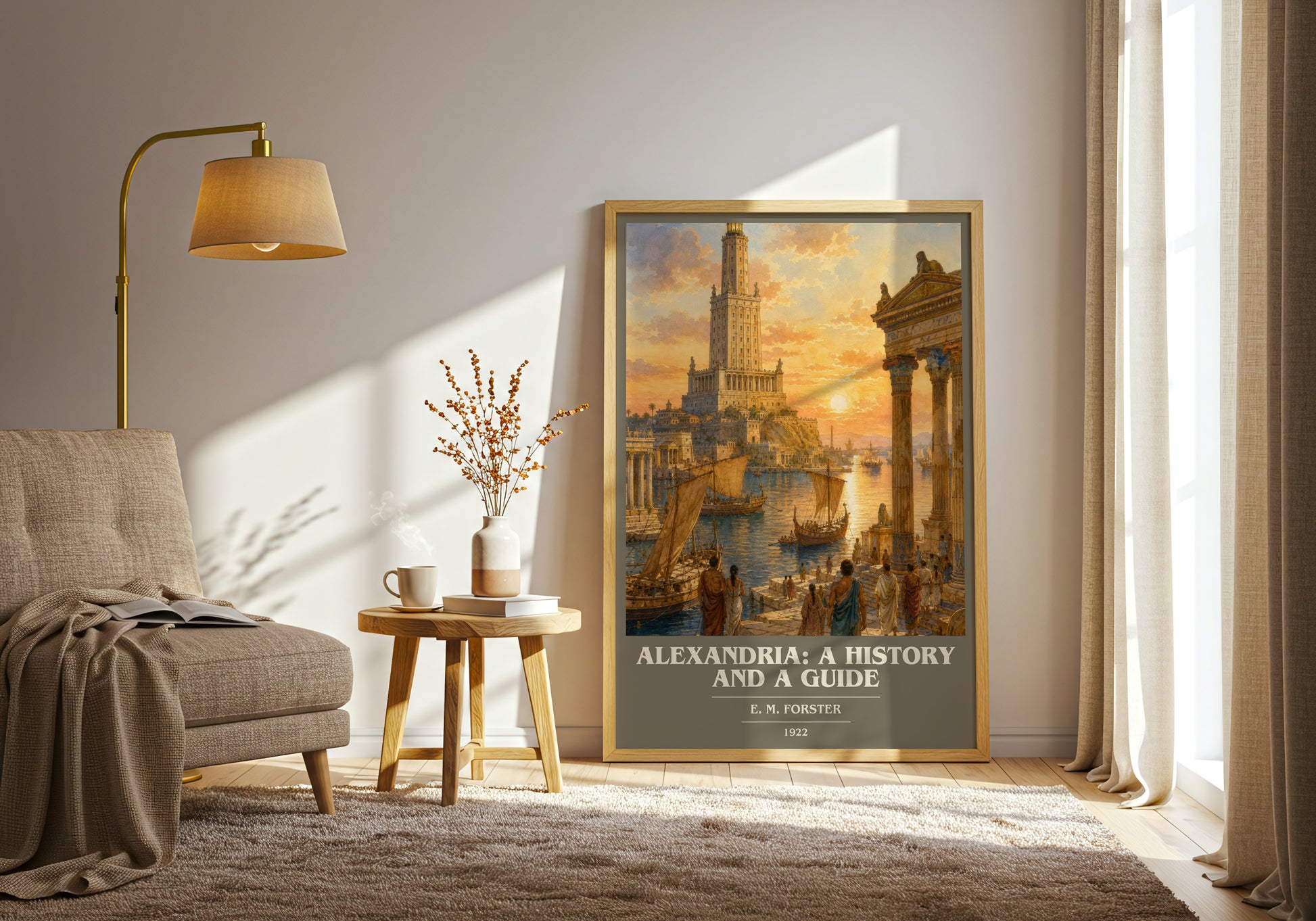 Alexandria: A History And A Guide book cover print on bookshelf – E. M. Forster fan gift