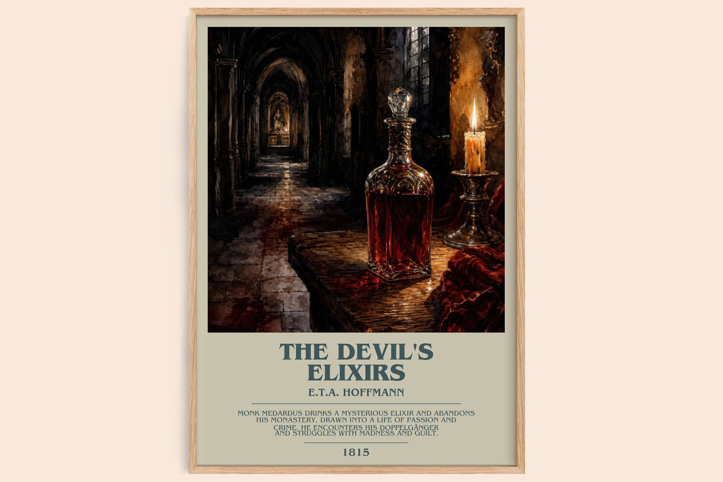 The Devil'S Elixirs bookish book poster by E.T.A. Hoffmann – framed literary art print