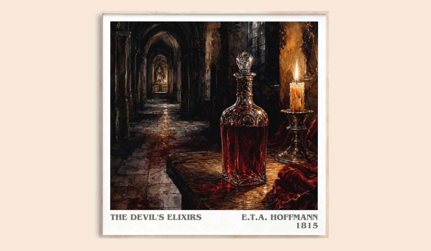 The Devil'S Elixirs literary book poster by E.T.A. Hoffmann – framed literary art print