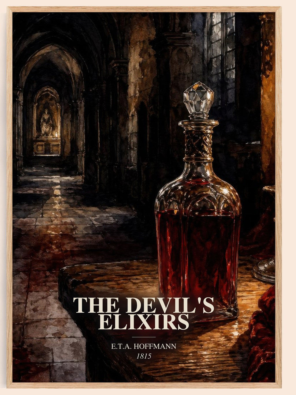 The Devil'S Elixirs watercolour book poster by E.T.A. Hoffmann – framed literary art print