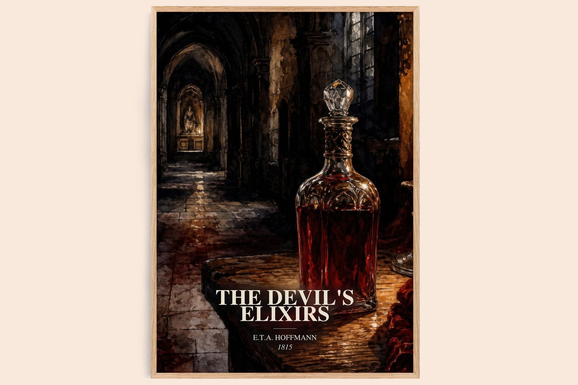 The Devil'S Elixirs watercolour book poster by E.T.A. Hoffmann – framed literary art print