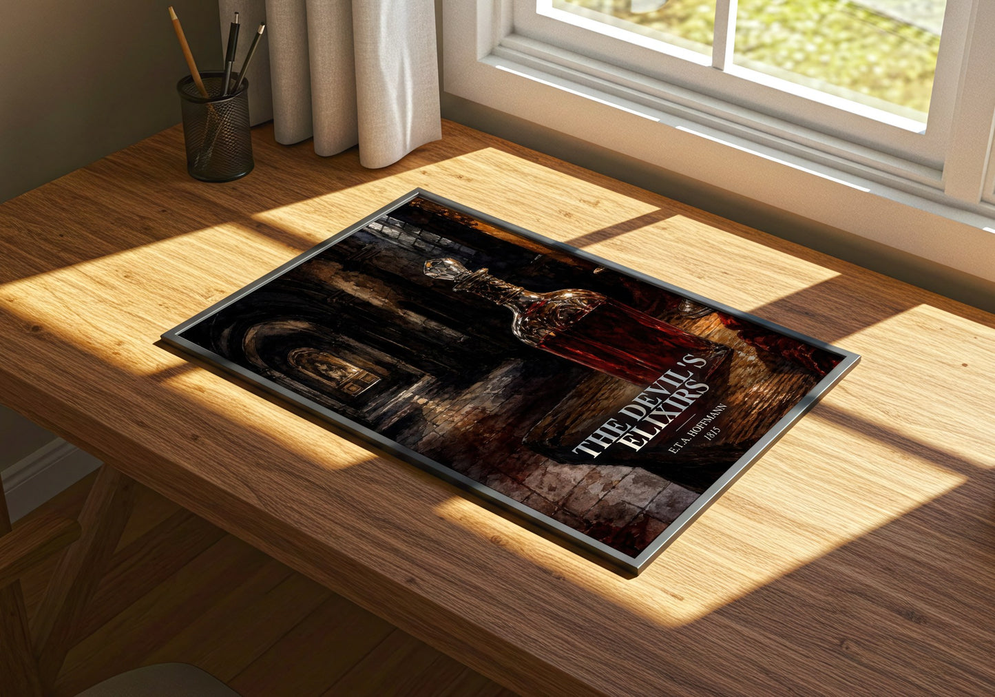 The Devil'S Elixirs watercolour book poster framed on wall – gothic wall art