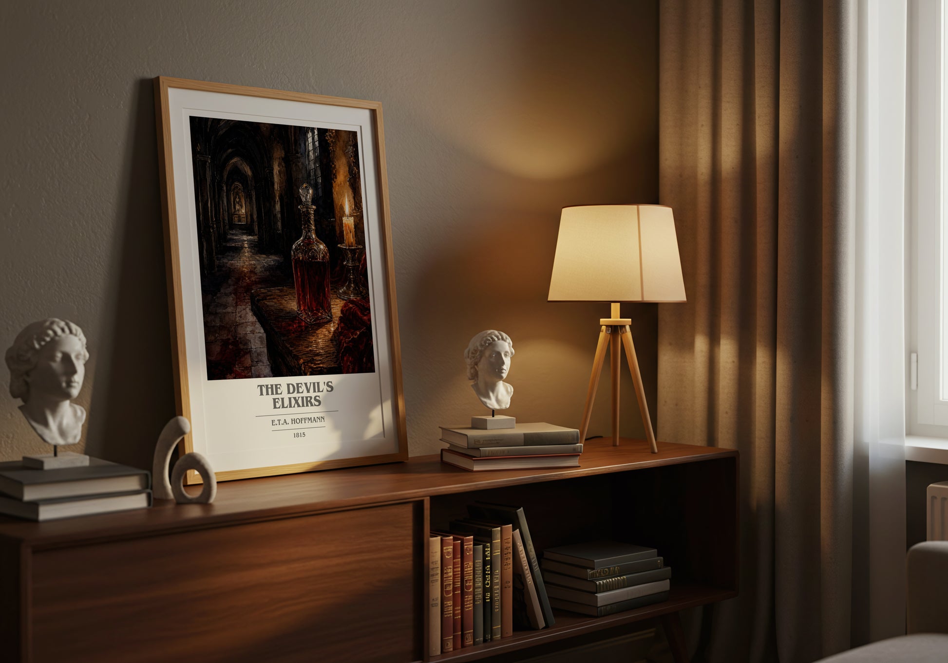 The Devil'S Elixirs book cover book poster framed on wall – gothic wall art