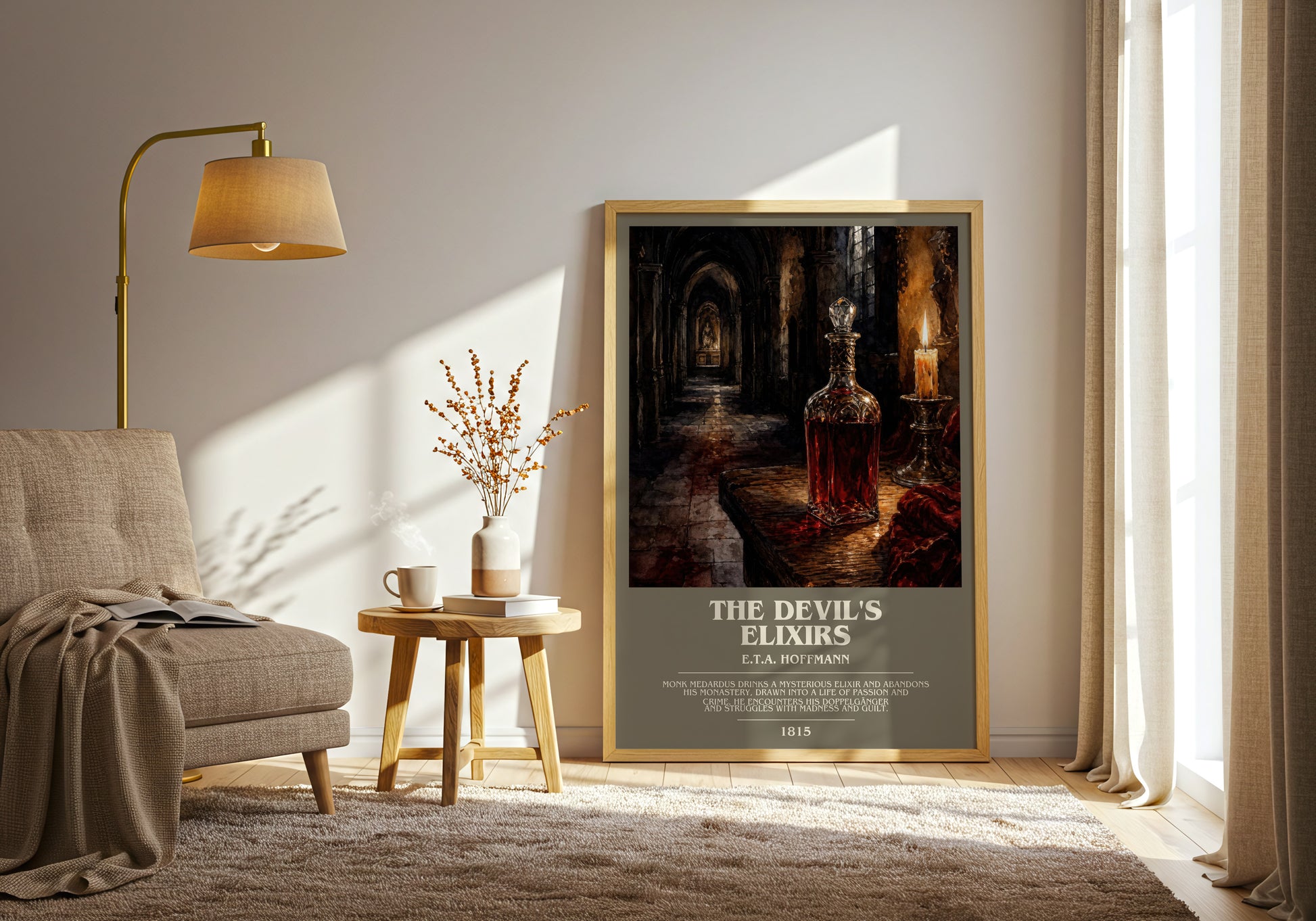The Devil'S Elixirs bookish print on bookshelf – E.T.A. Hoffmann fan gift