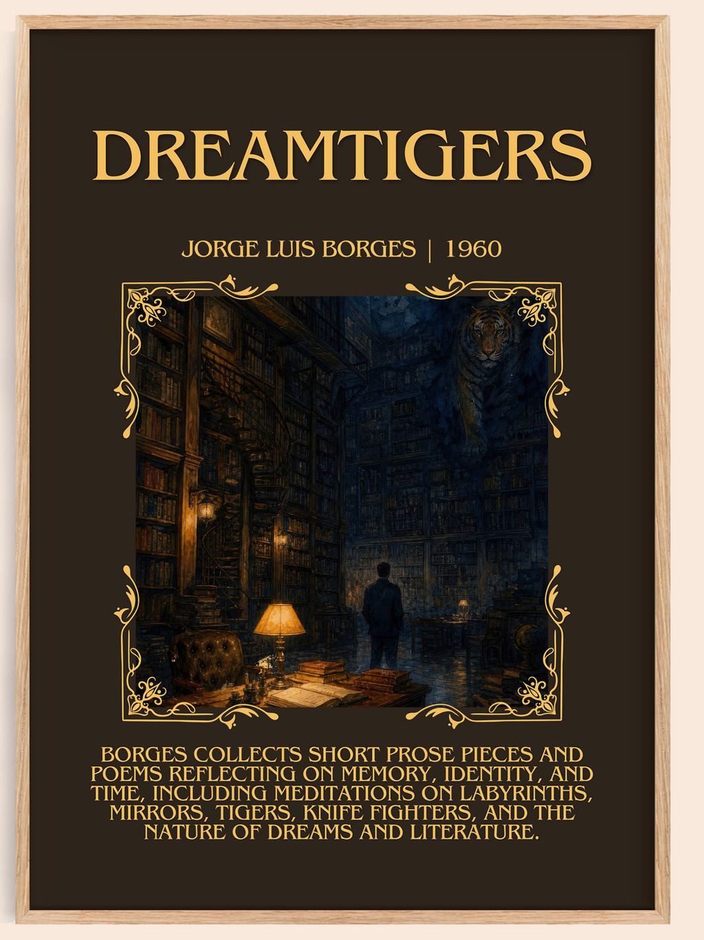 Dreamtigers Minimalist Book Poster by Jorge Luis Borges – book poster