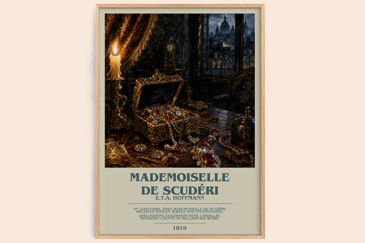 Mademoiselle De Scudéri bookish book poster by E.T.A. Hoffmann – framed literary art print