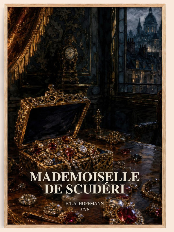 Mademoiselle De Scudéri watercolour book poster by E.T.A. Hoffmann – framed literary art print