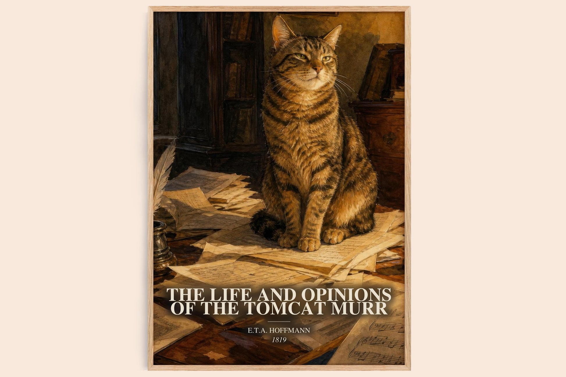 The Life And Opinions Of The Tomcat Murr watercolour book poster by E.T.A. Hoffmann – framed literary art print