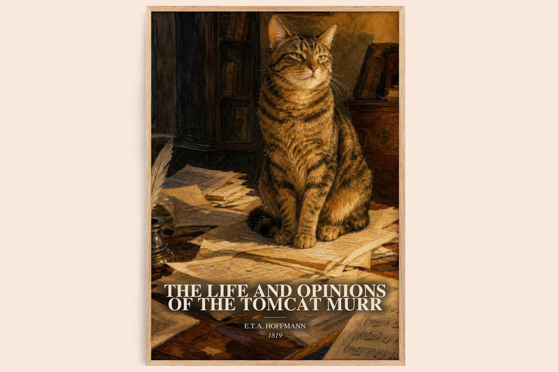 The Life And Opinions Of The Tomcat Murr watercolour book poster by E.T.A. Hoffmann – framed literary art print