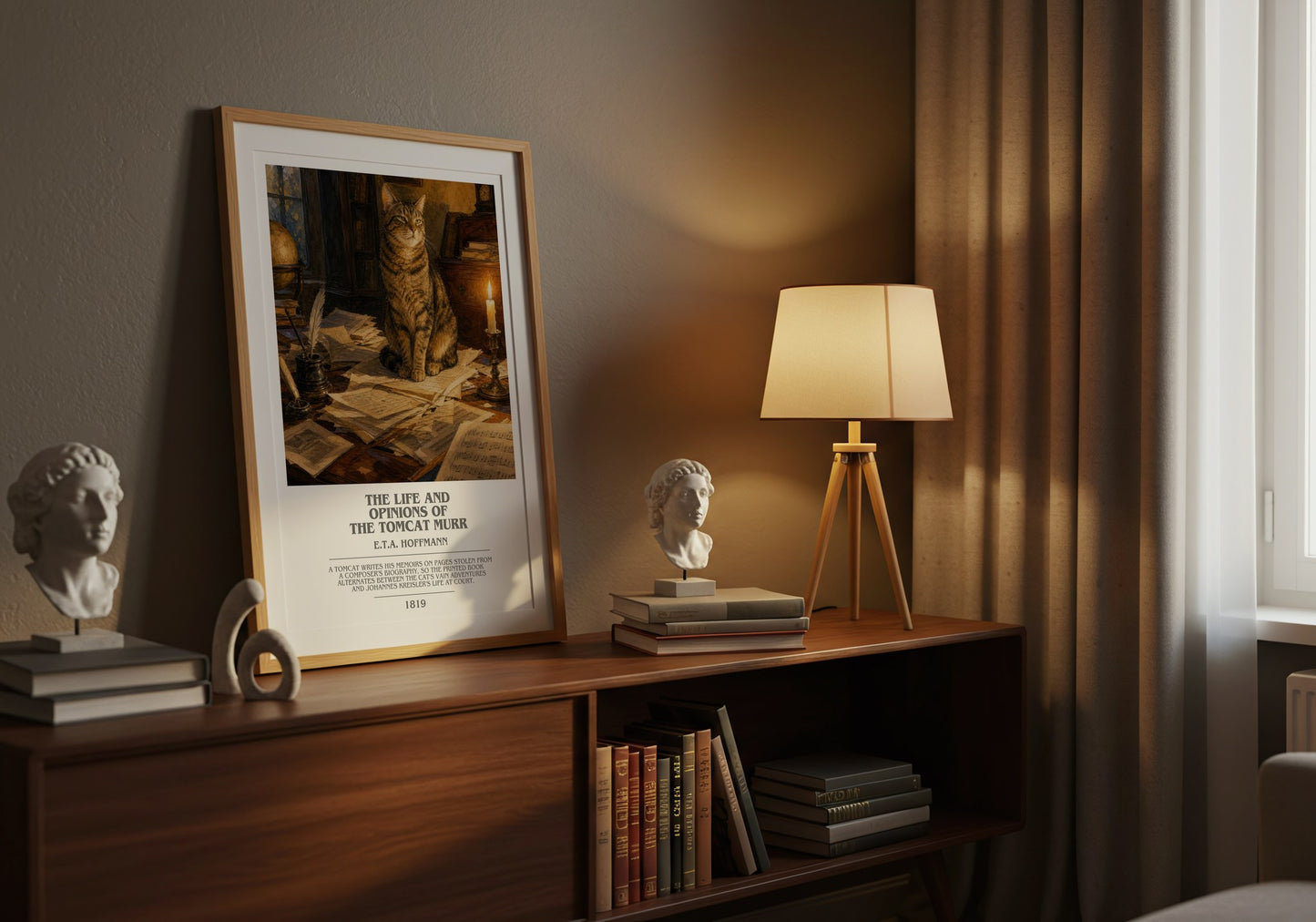 The Life And Opinions Of The Tomcat Murr bookish book poster framed on wall – satire wall art