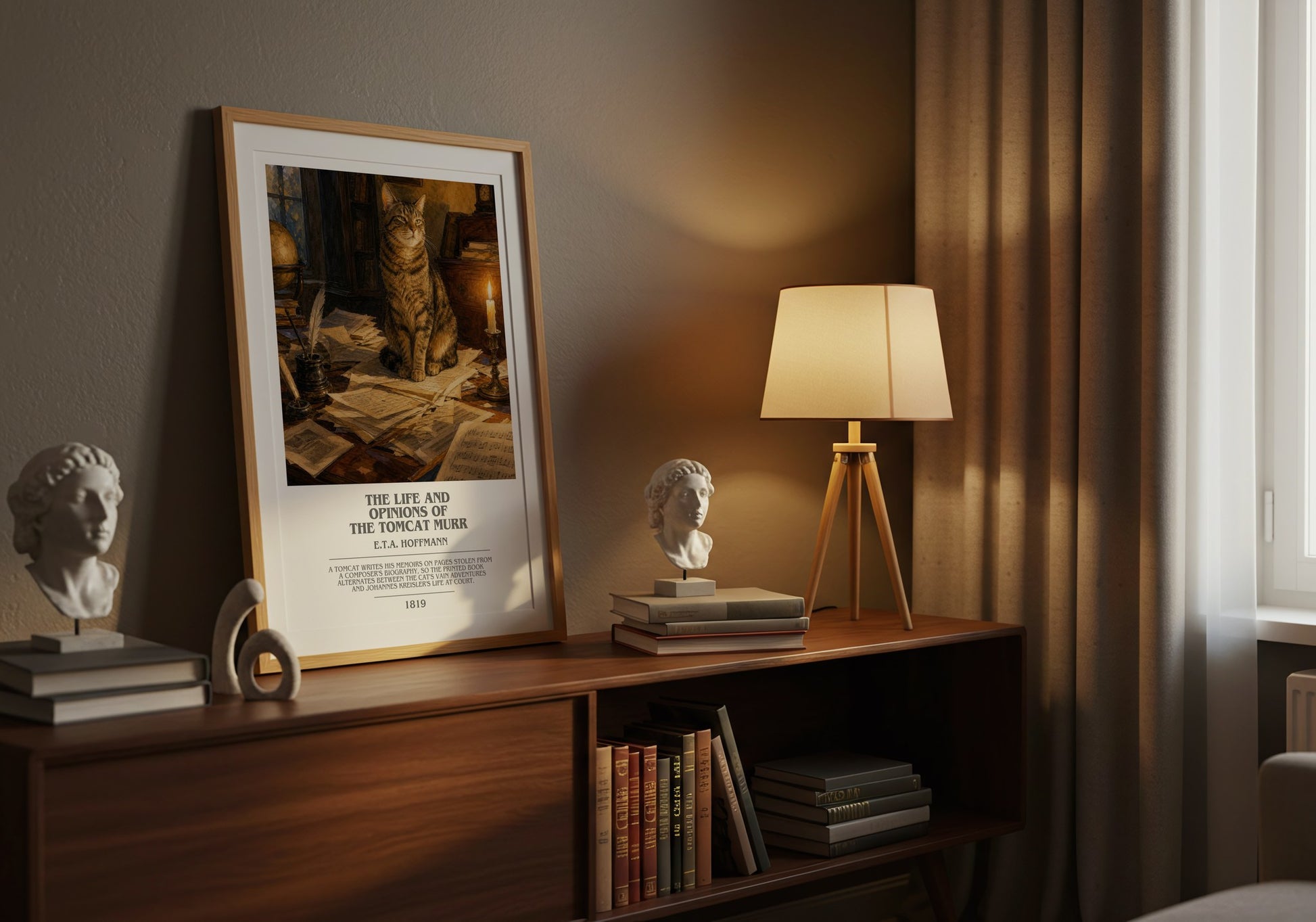 The Life And Opinions Of The Tomcat Murr bookish book poster framed on wall – satire wall art