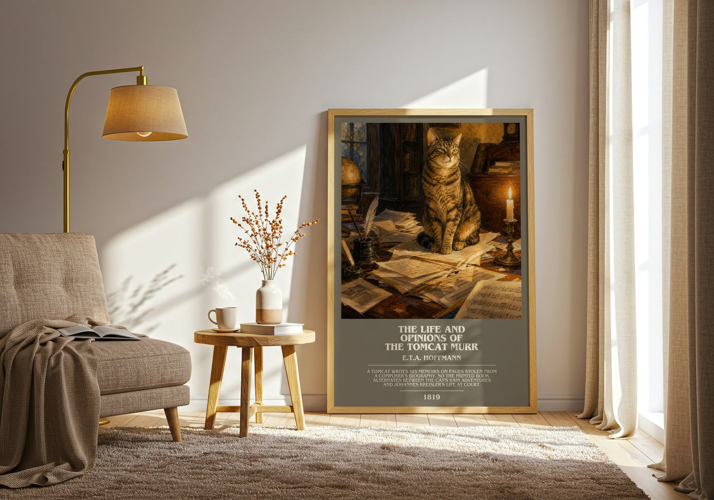 The Life And Opinions Of The Tomcat Murr bookish print on bookshelf – E.T.A. Hoffmann fan gift