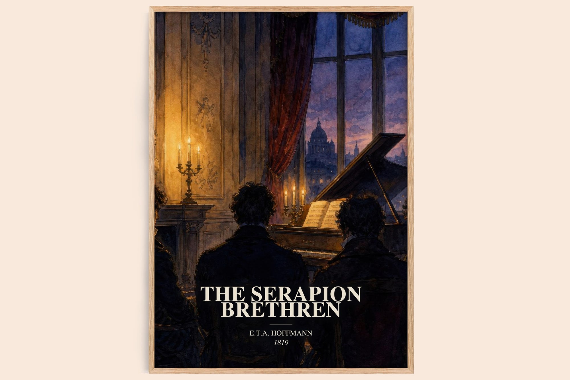 The Serapion Brethren watercolour book poster by E.T.A. Hoffmann – framed literary art print