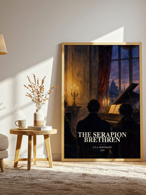 The Serapion Brethren watercolour print in frame leaning in hallway – gothic wall art