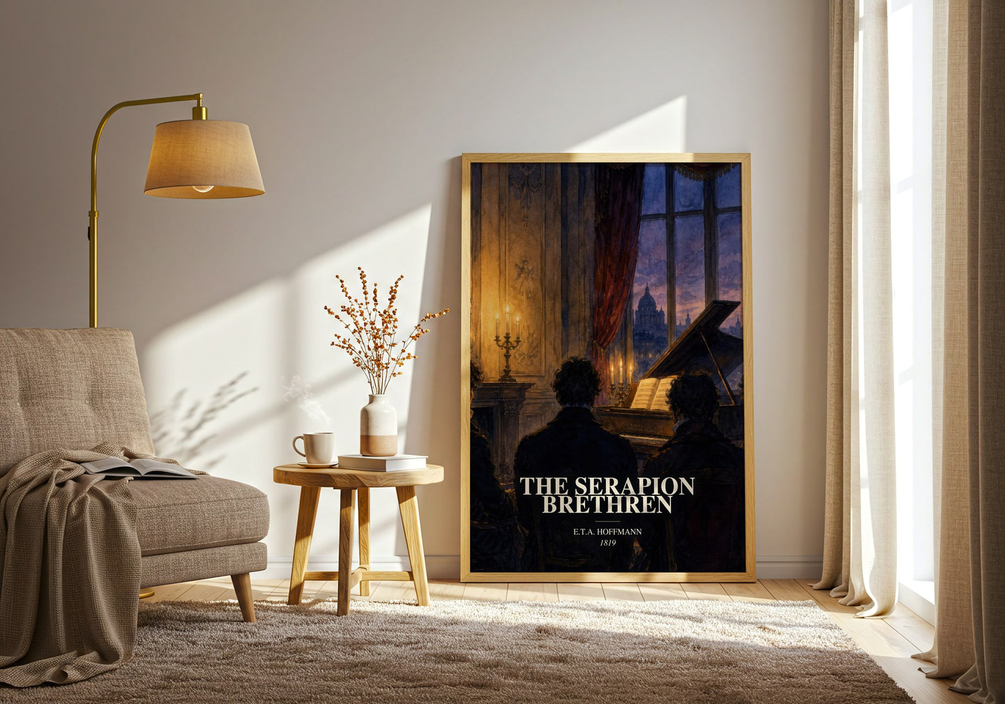 The Serapion Brethren watercolour print in frame leaning in hallway – gothic wall art