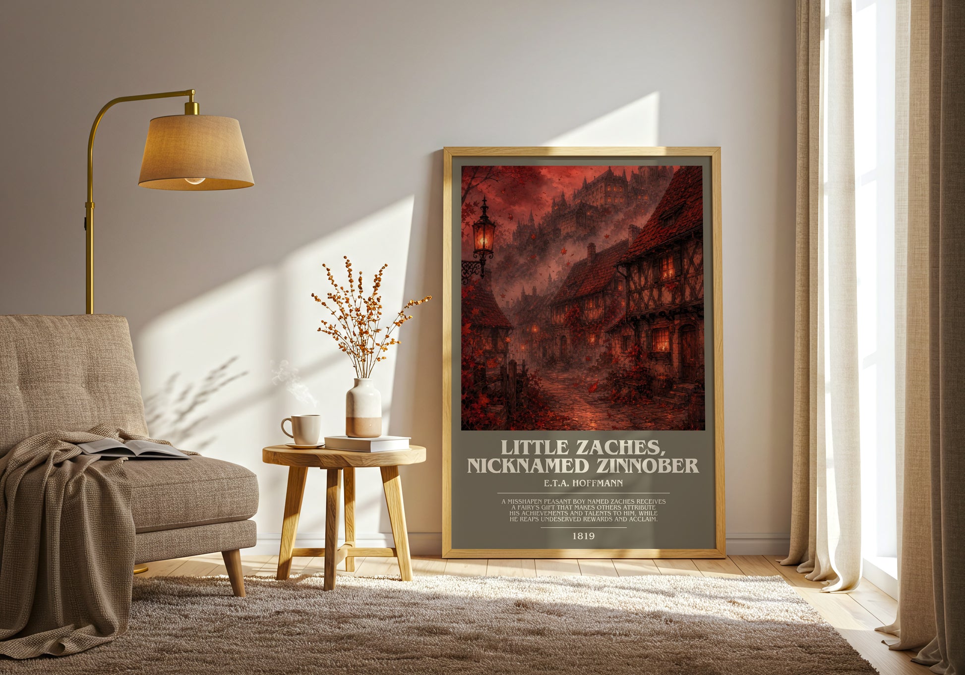 Little Zaches, Nicknamed Zinnober bookish print on bookshelf – E.T.A. Hoffmann fan gift