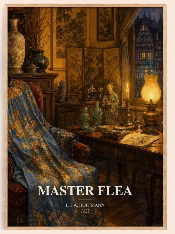 Master Flea watercolour book poster by E.T.A. Hoffmann – framed literary art print